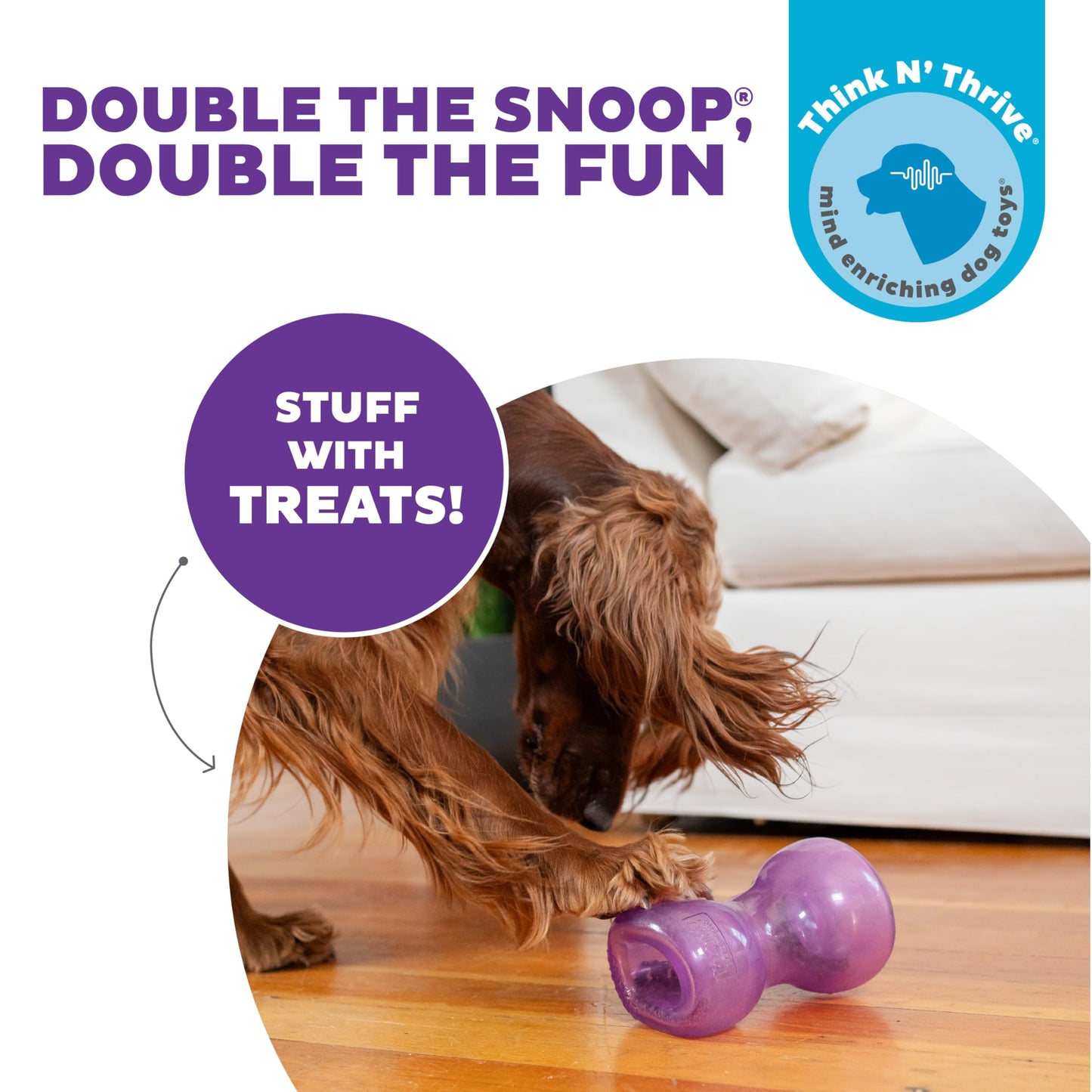 Outward Hound by Planet Dog Double Snoop Interactive Treat Dispensing Dog Toy, Purple