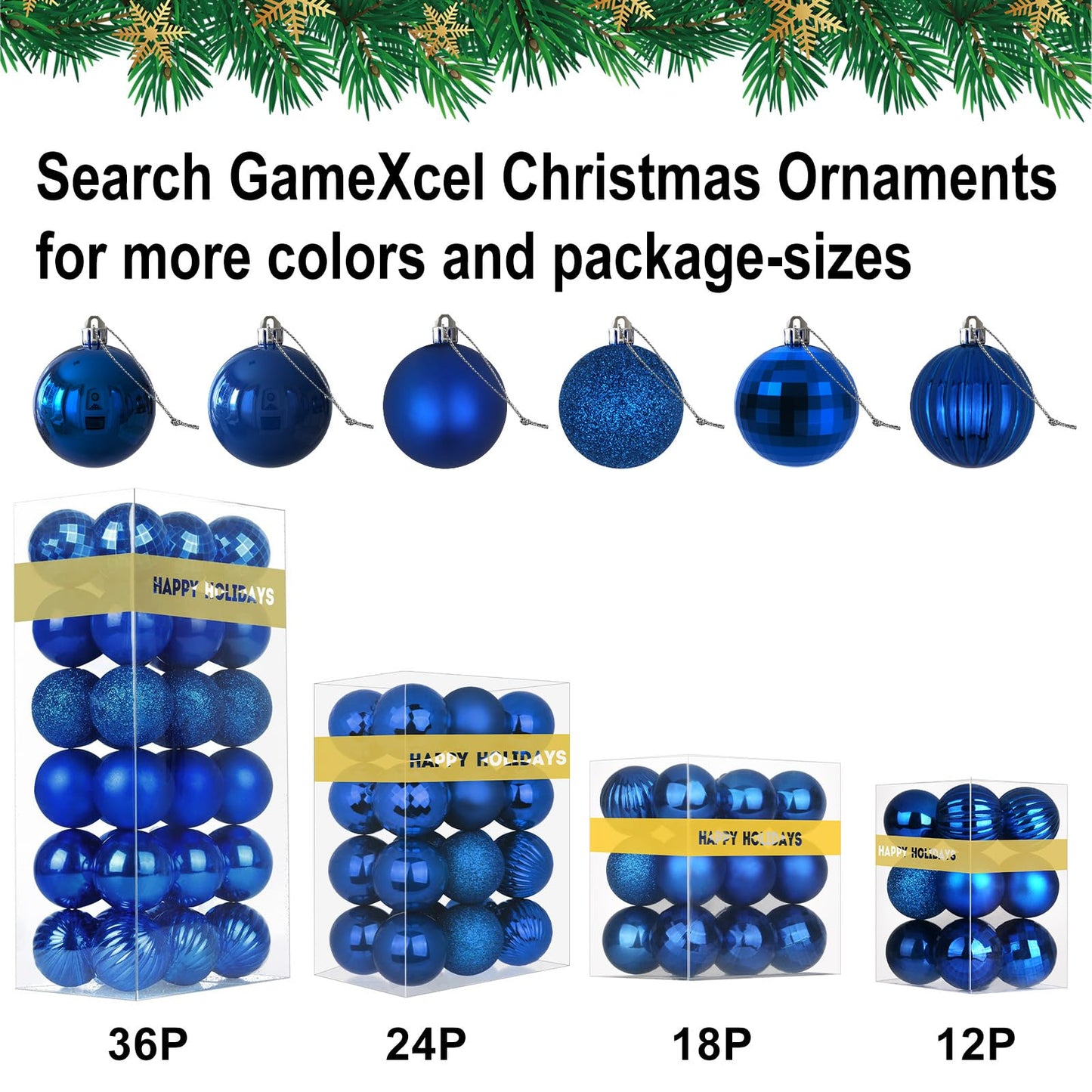 Royal Blue 8.0" Extra Large Christmas Balls Ornaments - Christmas Tree Decorations Shatterproof Shiny Hanging Balls for Birthday Holiday Wedding Decorations Set of 2pcs