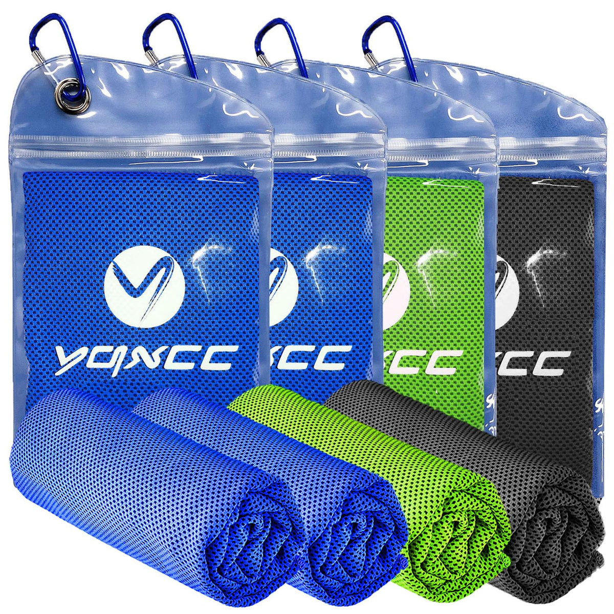 YQXCC 4 Pack Cooling Towel (47"x12") Ice Towel for Neck, Microfiber Cool Towel, Soft Breathable Chilly Towel for Yoga, Sports, Golf, Gym, Camping, Running, Fitness, Workout & More Activities