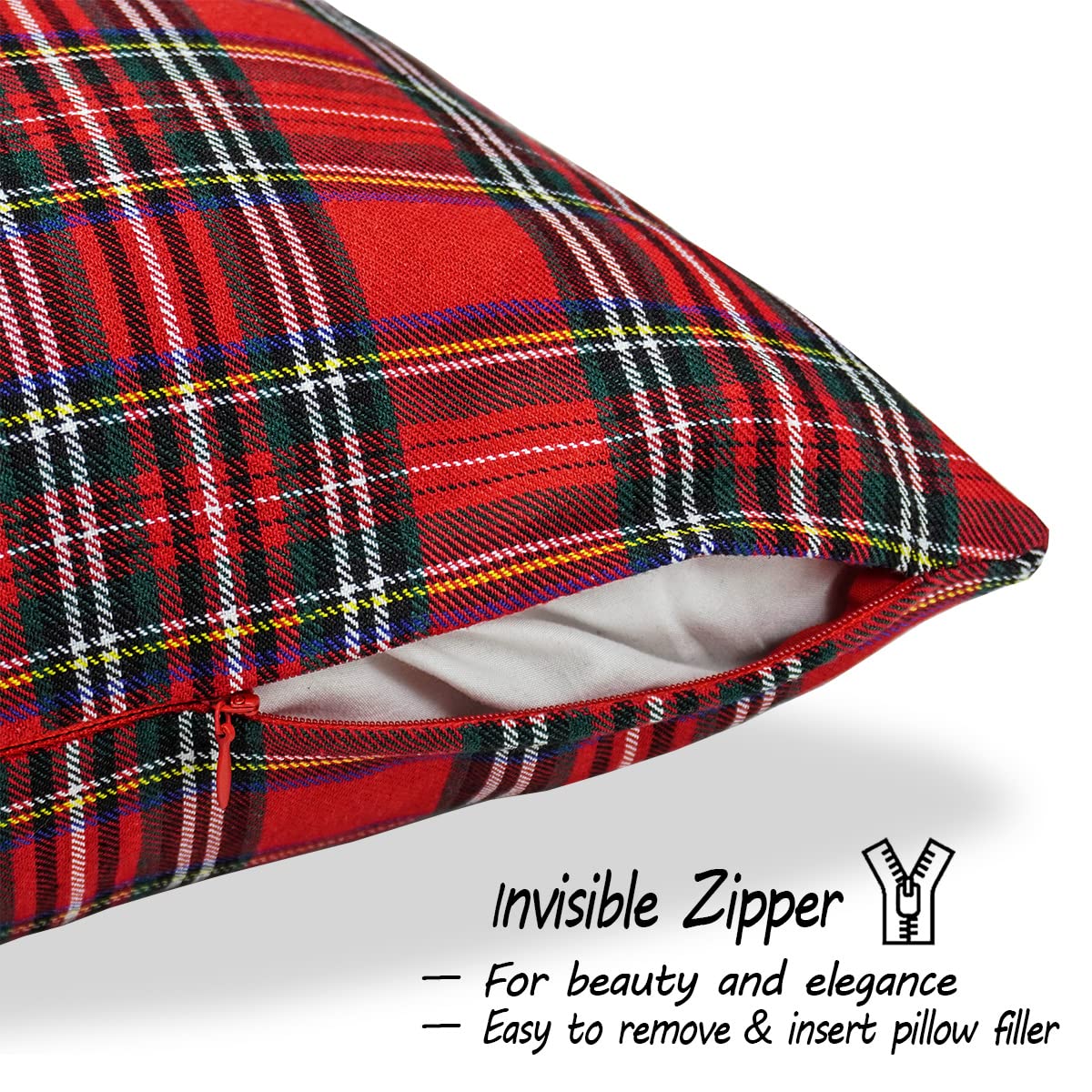 CARRIE HOME Red Tartan Plaid Christmas Throw Pillow Covers 20x20 Set of 2 Christmas Couch Pillow Covers Xmas Decor for Winter Holiday