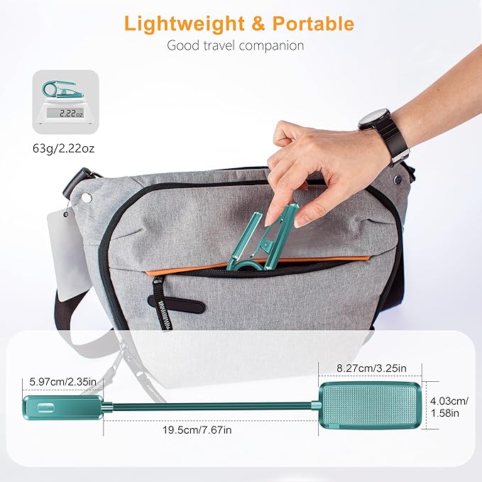 Gritin 9 LED Rechargeable Book Light for Reading in Bed - Eye Caring 3 Color Temperatures,Stepless Dimming Brightness,80 Hrs Runtime Small Lightweight Clip On Book Reading Light for Studying-Green