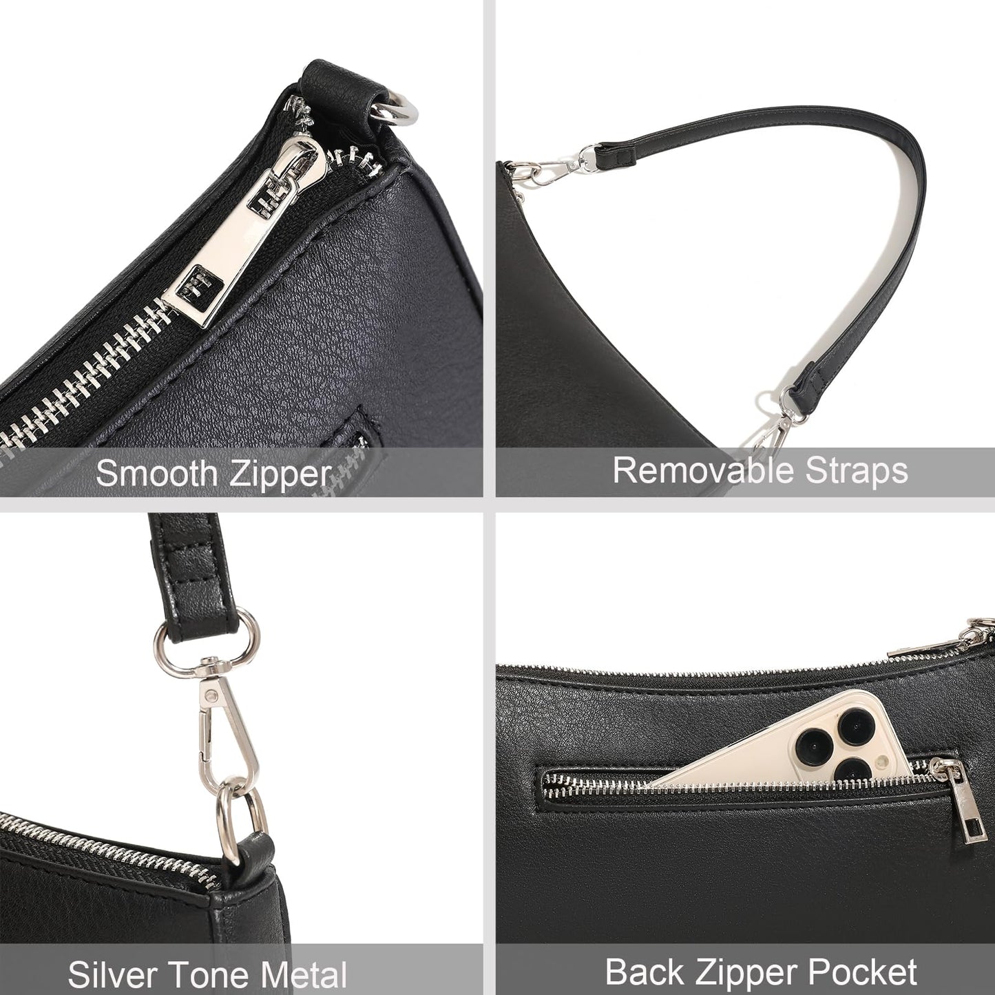 NIUEIMEE ZHOU Small Shoulder bag with 2 Removable Straps Cross Body Clutch Purse Handbag for Women