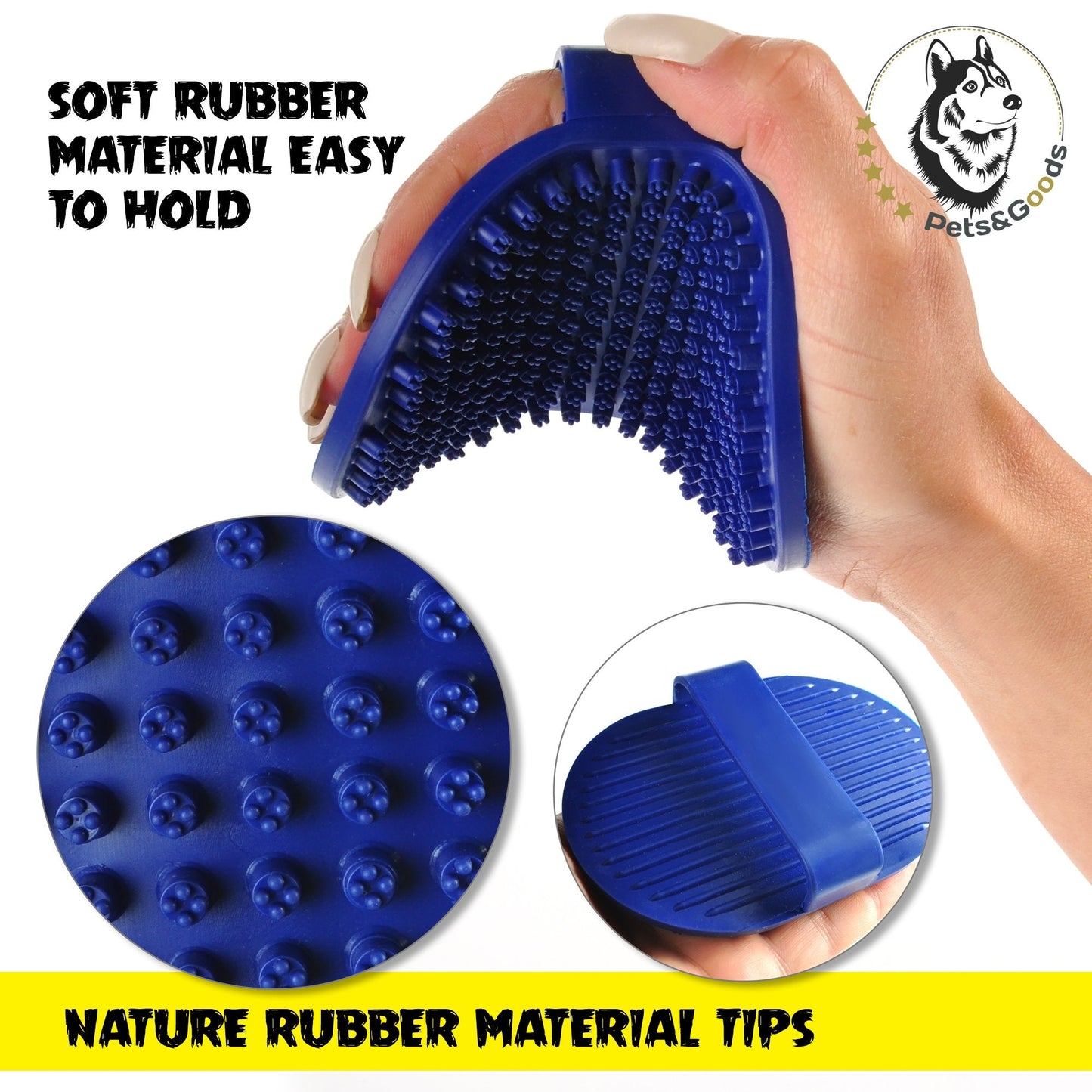 Dog and Cat Grooming Brush - Rubber Brush for Bathing, Washing, Deshedding Short or Long Pet Hair