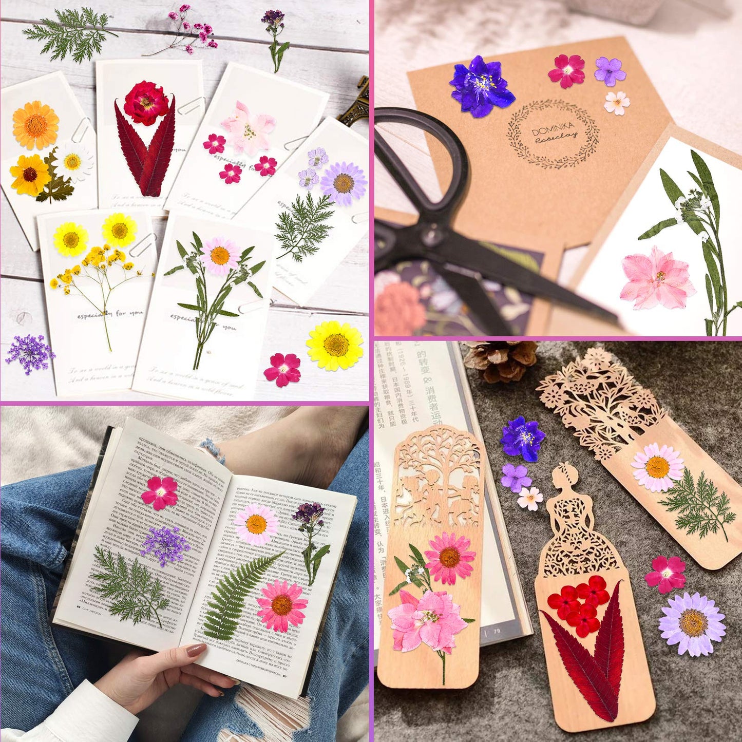 140 Pcs Dried Pressed Flowers for Resin, Real Pressed Flowers Dry Leaves Bulk Natural Herbs Kit for Scrapbooking DIY Art Crafts, Epoxy Resin Jewelry Molds, Candle, Soap Making, Nails Dรฉcor