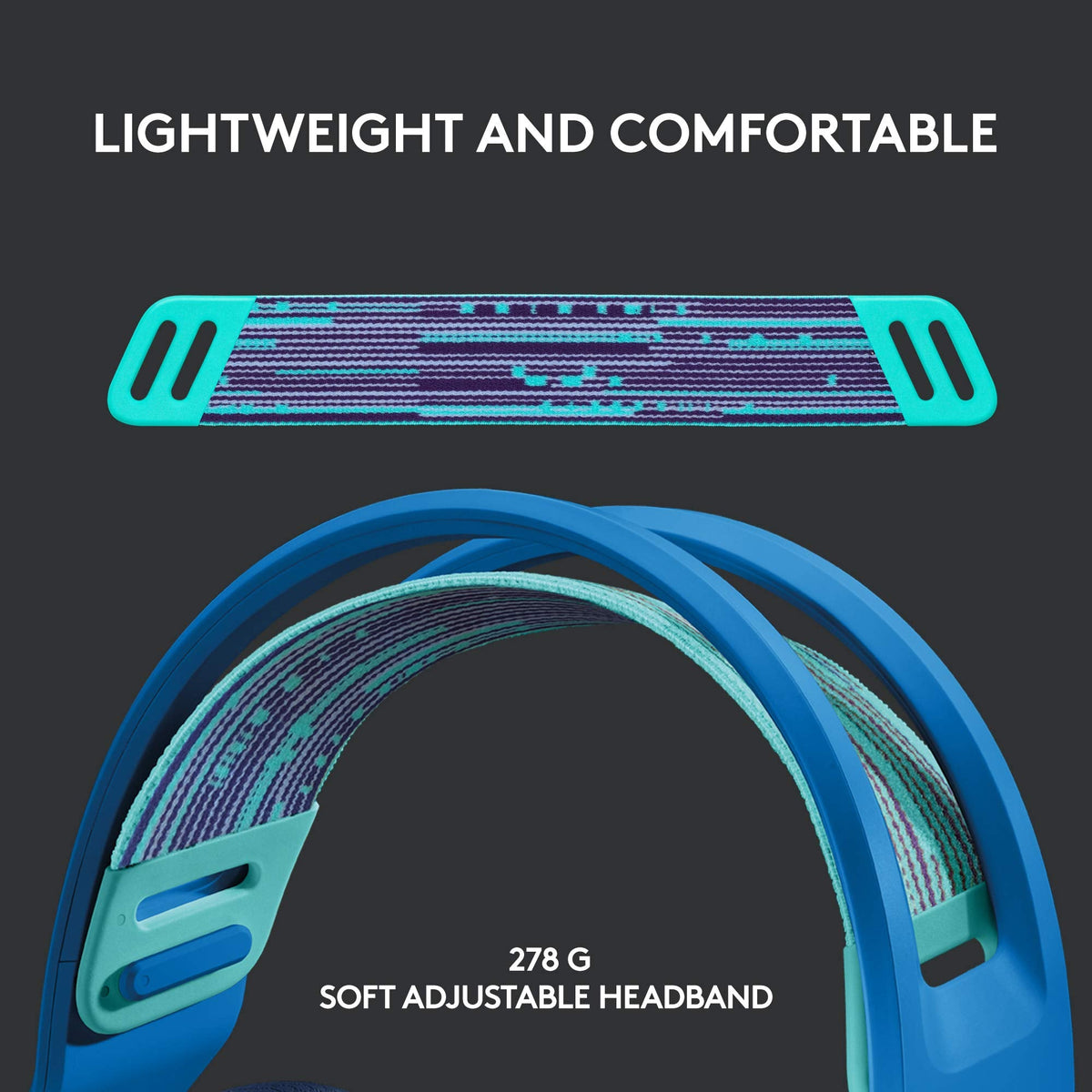 Logitech G733 Lightspeed Wireless Gaming Headset with Suspension Headband, LIGHTSYNC RGB, Blue VO!CE mic Technology and PRO-G Audio Drivers - Blue
