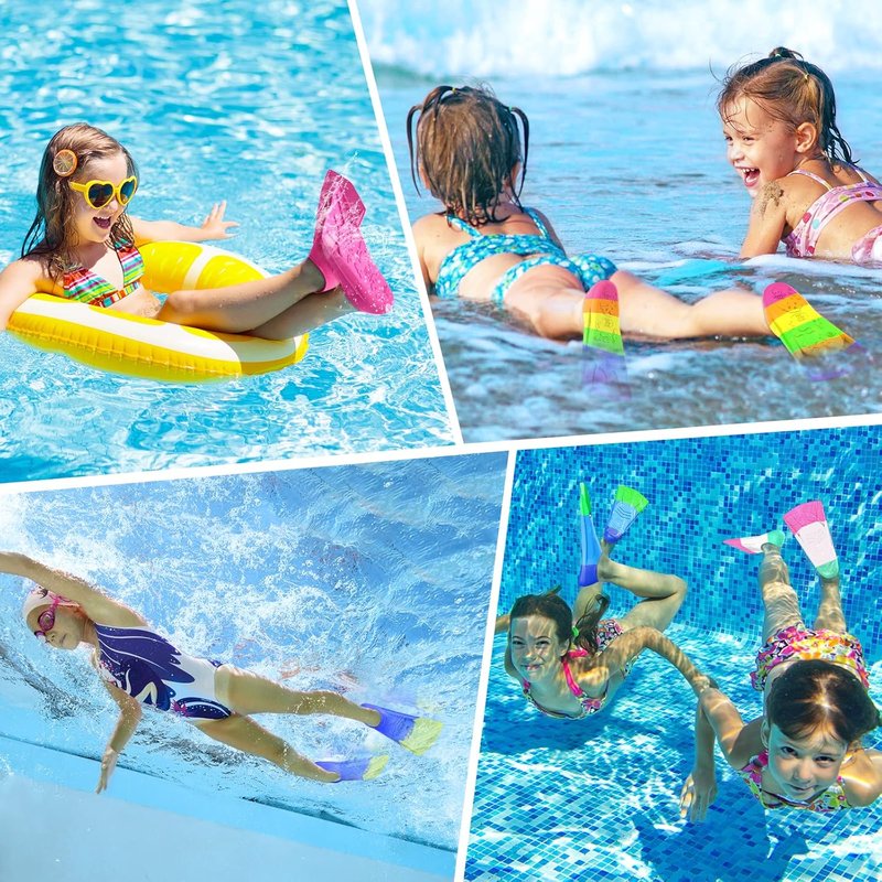 Kids Swim Training Fins - Gintenco Silicone Swim Flippers for Lap Swimming | Travel Size with Mesh Bag