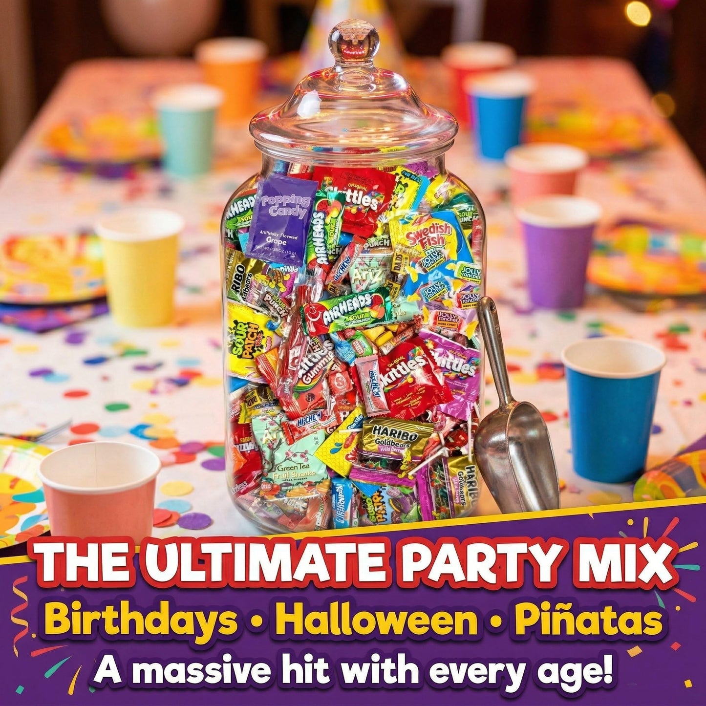 Ultimate Assorted Candy Party Mix - 2 LB Bag - Mega Variety Bulk Assortment - Individually Wrapped Candy - Queen Jax - Variety Pack