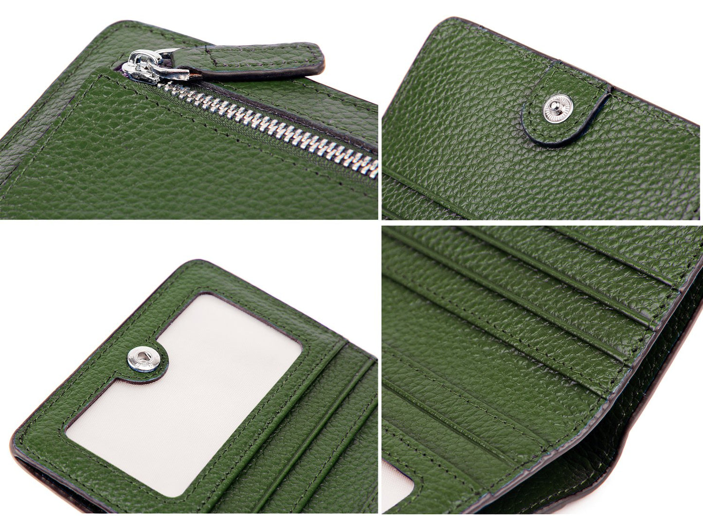 AINIMOER Small Leather Wallet for Women, Ladies Credit Card Holder RFID Blocking Women's Mini Bifold Pocket Purse, Green