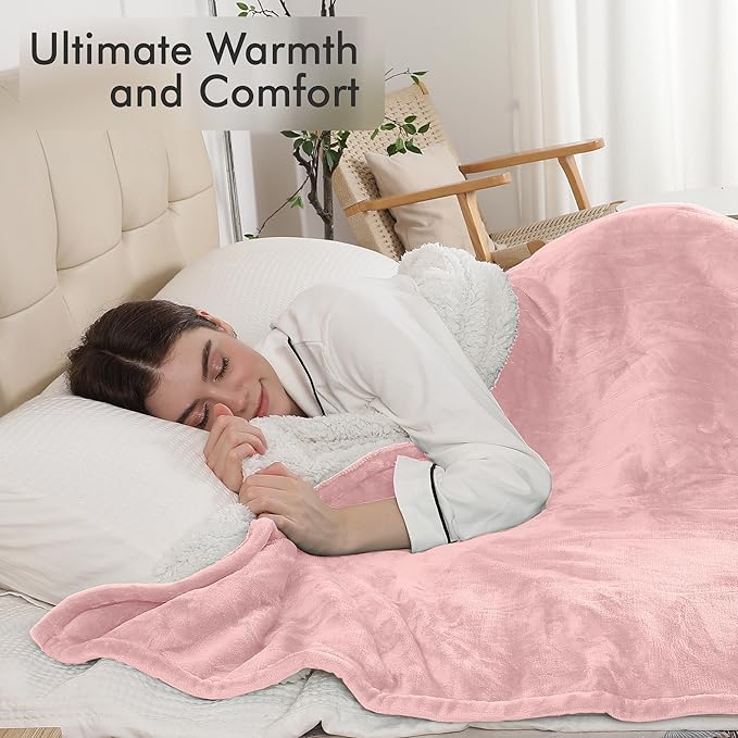 Electric Heated Blanket Twin Size, 62"x84" Electric Throw Blanket with ETL & FCC Certification, Fast Heating Blanket with 5 temperatures & 10 Hours Auto Off, Machine Washable, Candy Pink
