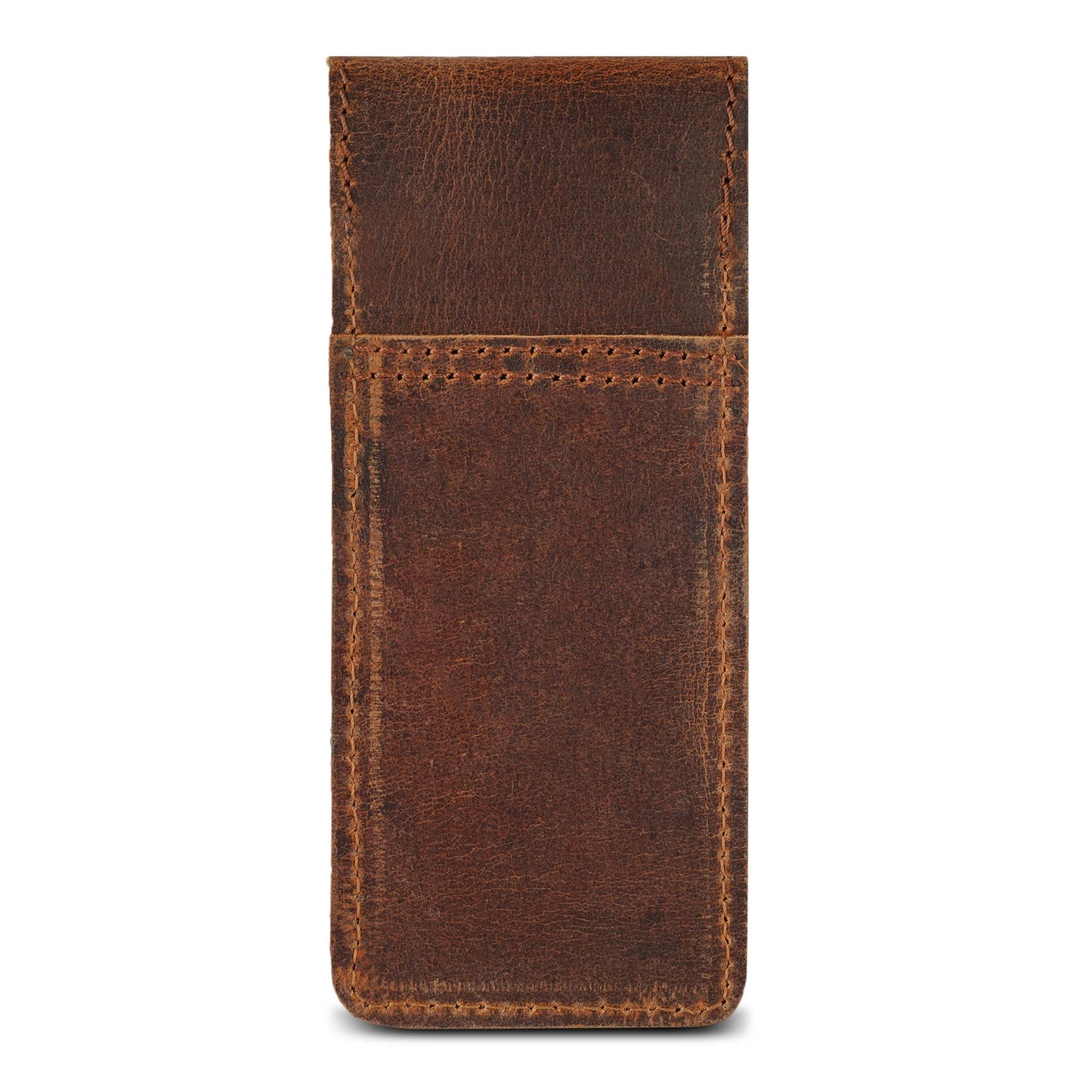 TheAntiq Leather Pen Holder, Genuine 3 Pen Case with Tuck-in Flap, Brown Leather Case for Fountain, Ballpoint & Rollerball Pens, Travel Organizer, Luxury Executive Pen Storage Sleeve (3 Pen, Brown)