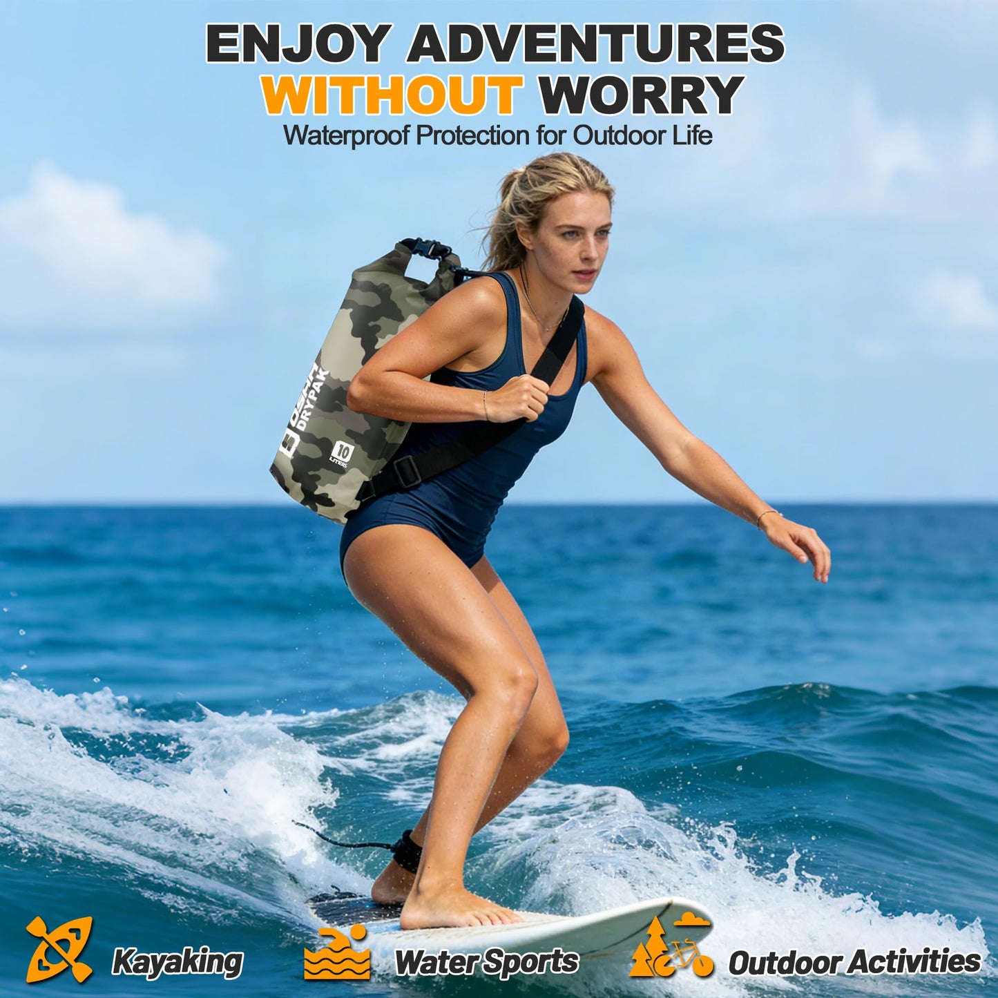 Waterproof Dry Bag, 5L/10L/20L/30L/40L Roll Top Lightweight Storage Backpack with Phone Case for Women & Men, Floating Waterproof Sack for Travel, Swimming, Kayaking, Paddle Board, Camping & Beach