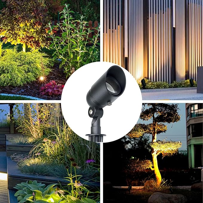 Lumina Lighting® 4W Landscape Lighting 12V Landscape Lights Low Voltage Landscape Spotlights Warm White Waterproof Outdoor Replaceable LED Bulb for Garden, Lawn, Porch, Patio and Yard (Black, 2-Pack)