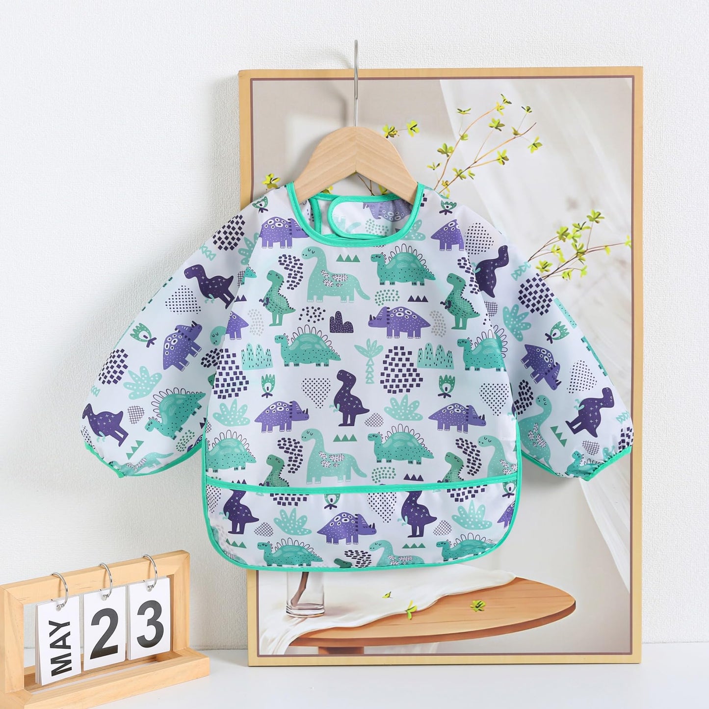 YeeLauf Sleeved Bib,5 Pack,Waterproof Shirt Bibs for Baby 3-24 Months Wipe Clean
