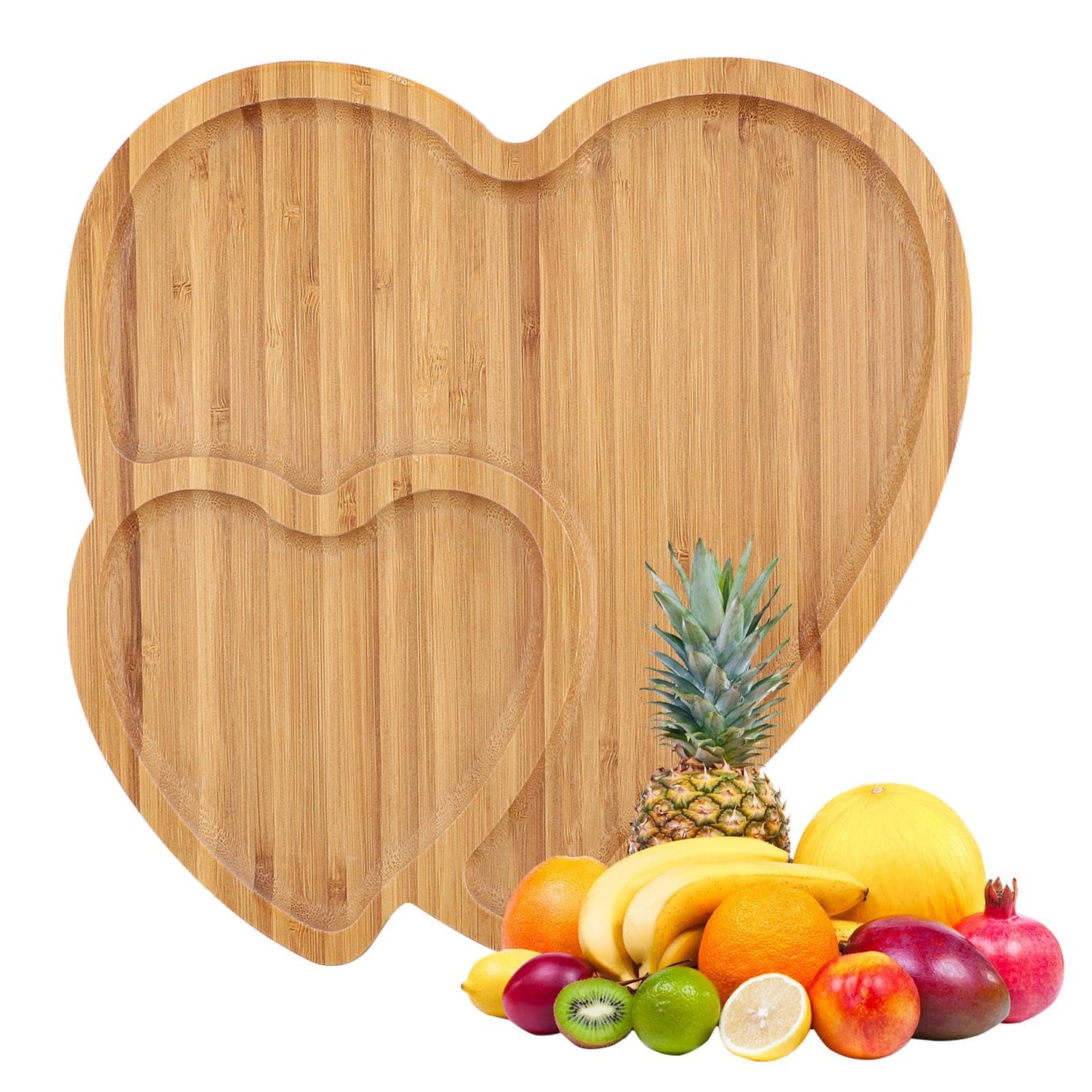 Wooden Serving Tray Heart Shaped Cheese Board Salad Plate Dinner Plate Cake Plate Decorative Serving Platter Plate for Snack Candy Food Fruit Decor (Size:10.63x10.63x0.63inch)