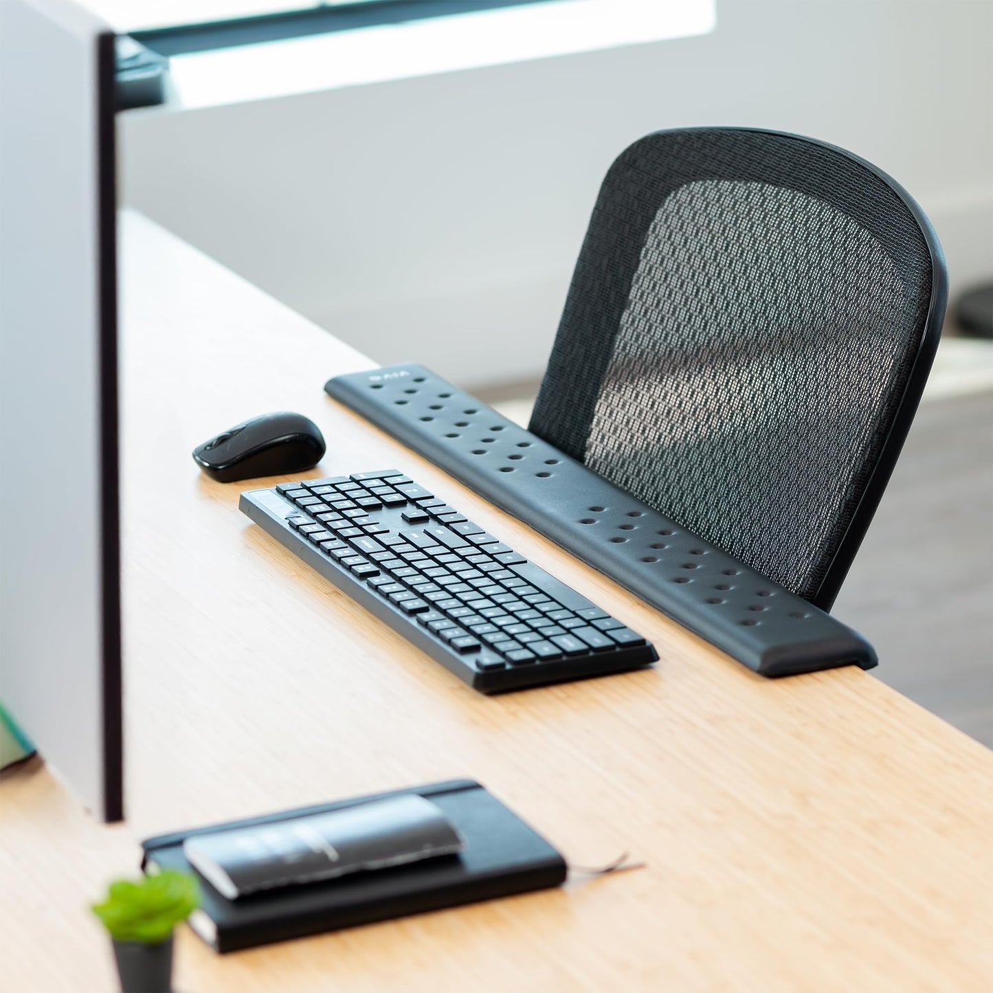 VIVO Ergonomic Long 30” Wrist Pad, Non-Slip Memory Foam Arm Rest for Desk, Elbow Cushion with L-Shaped Edging, Black, DESK-WR30