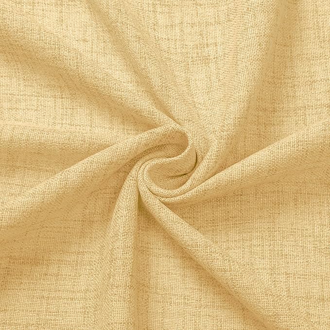 Tollpiz Short Linen Tier Curtains Rod Pocket Semi Sheer Half Kitchen Curtain Burlap Light Filtering Thick Linen Drapes for Bathroom, 30 x 24 inches Long, Beige, Set of 2 Panels