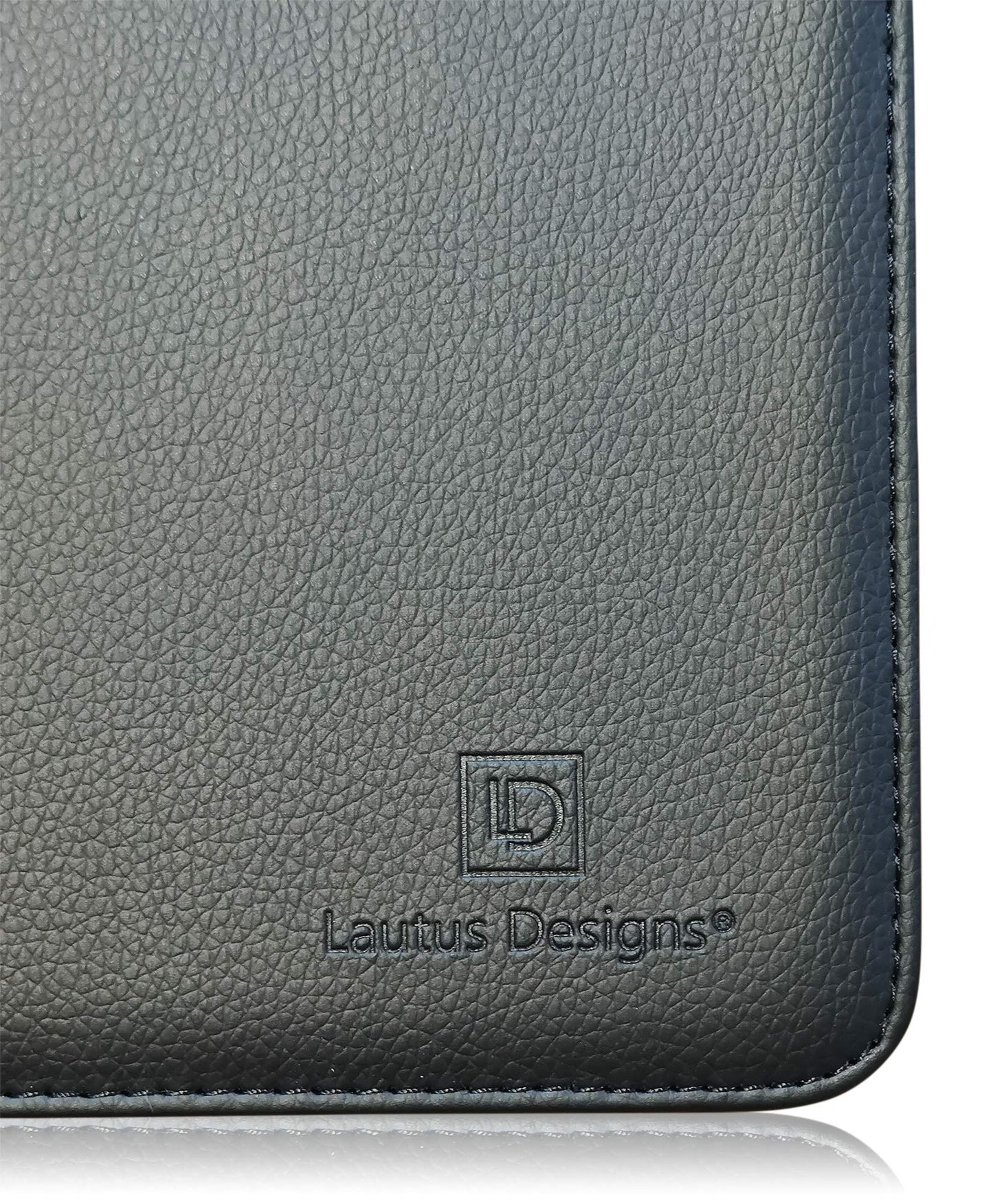 Zippered Portfolio Binder with Junior Legal 5x8 Notepad - Matt Black PU Faux Leather Business Padfolio Organizer Folder with 8 Inch Tablet Sleeve & Gift Box by Lautus Designs