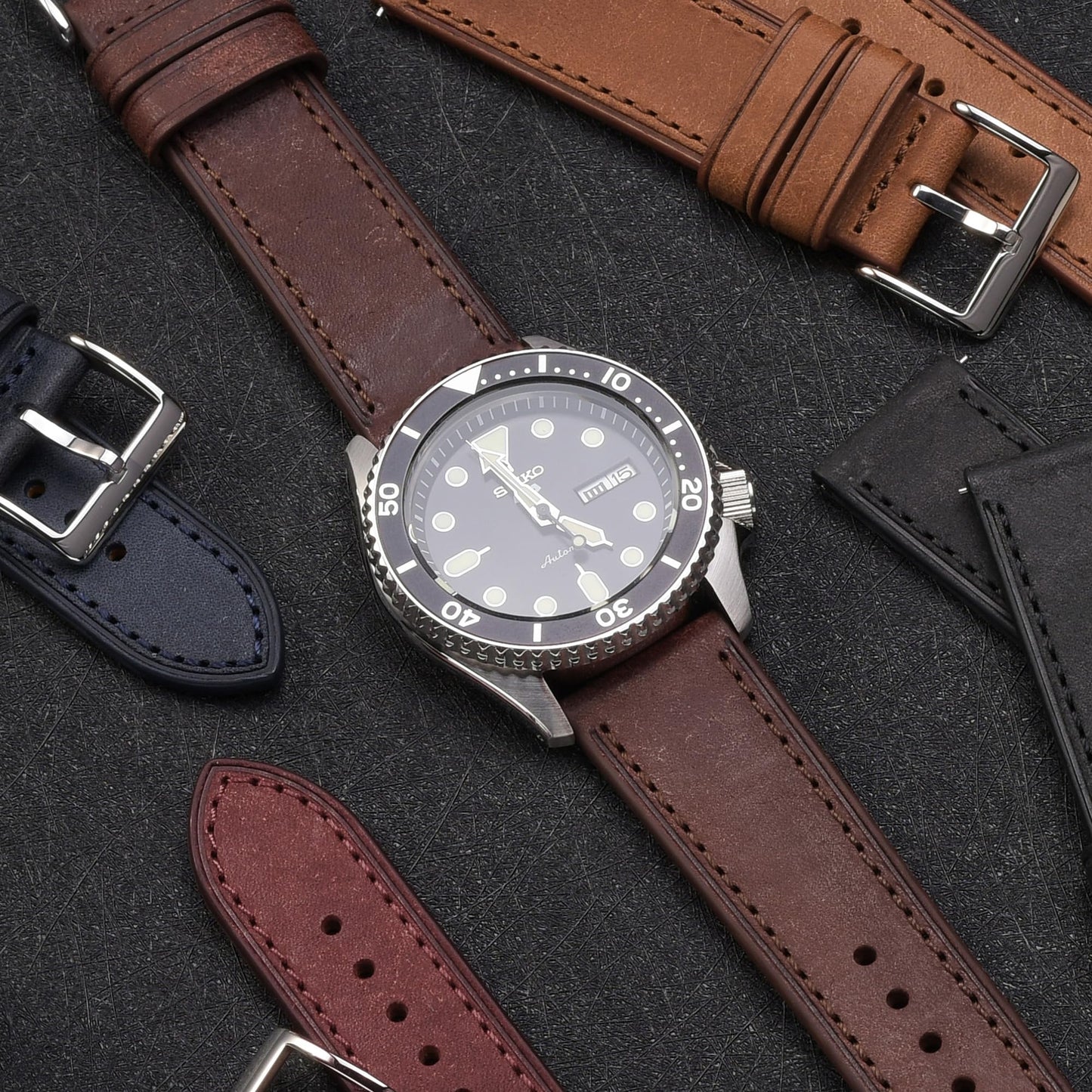 EACHE 20mm Coffee Leather Watch Bands Quick Release for Mens Italy Pueblo Top Grain Vintage Leather Watch Straps Dark Brown with Black Buckle