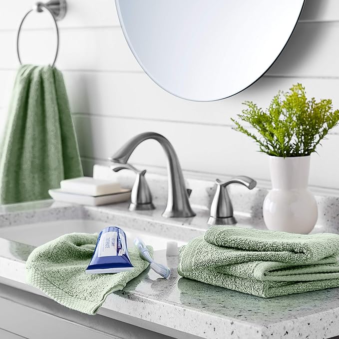 Amazon basics cotton washcloths, Lightweight quick-dry, seafoam green