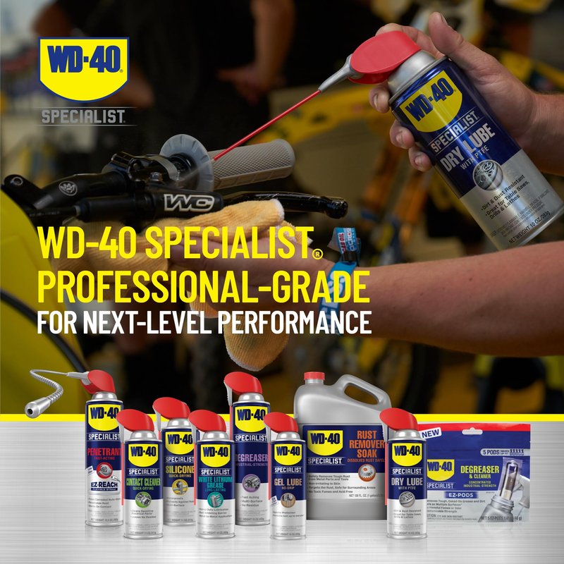 WD-40 Specialist Dry Lube with Smart Straw, Lubricant for Corrosion Protection on Table Saws, Drills and Lathes, Industrial Strength Friction-Reducing Formula, 10 Oz.