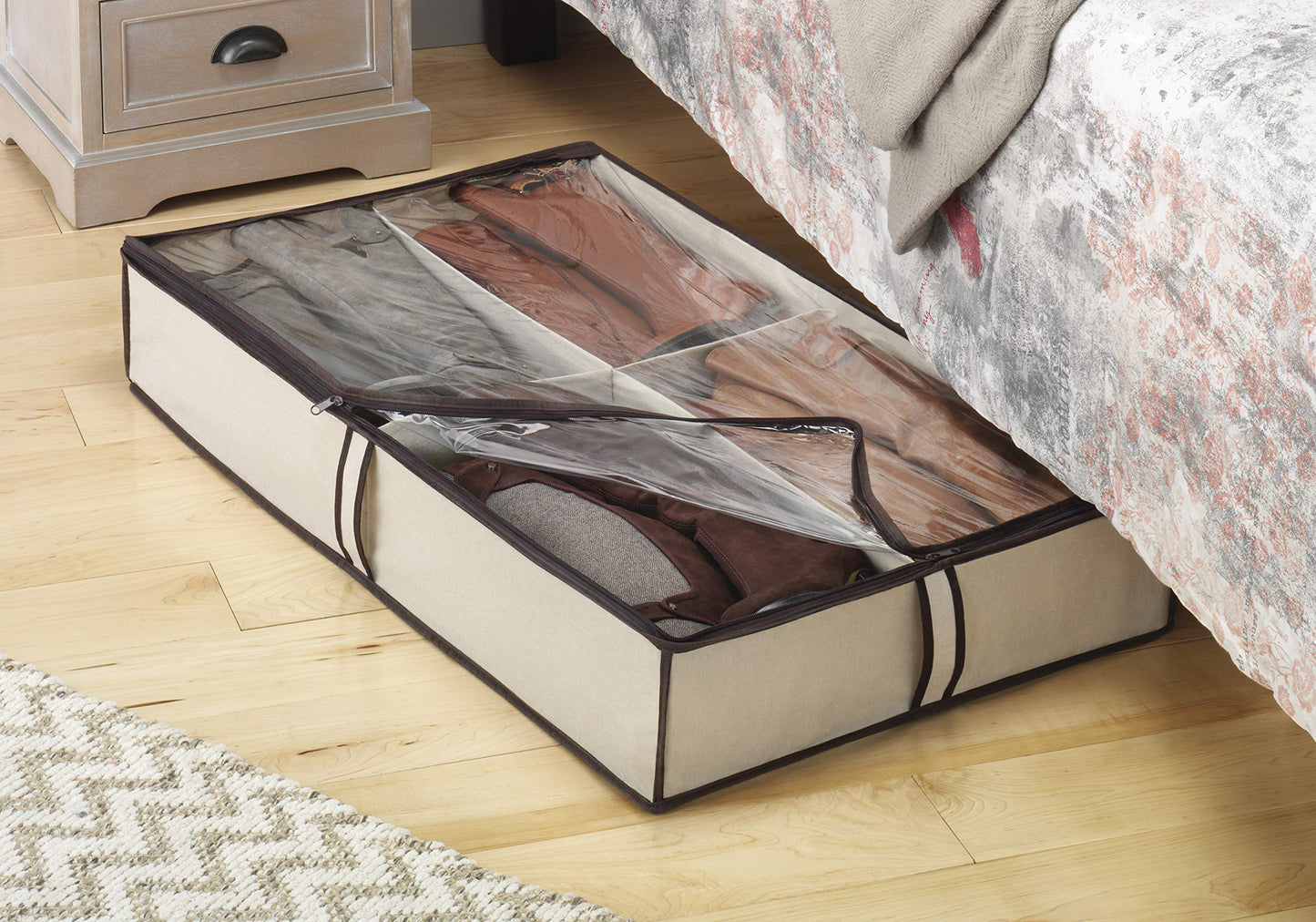 Whitmor 4 Section Underbed Boot Bag, White, Black