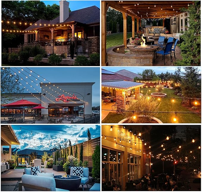 DAMAING LED Outdoor String Lights 150FT,Shatterproof IP65 2 Pack x 75Ft Patio Lights for Heavy Duty Hanging Lights Waterproof,Outdoor Edison String Lights for Outside House Backyard,Porch,Yard