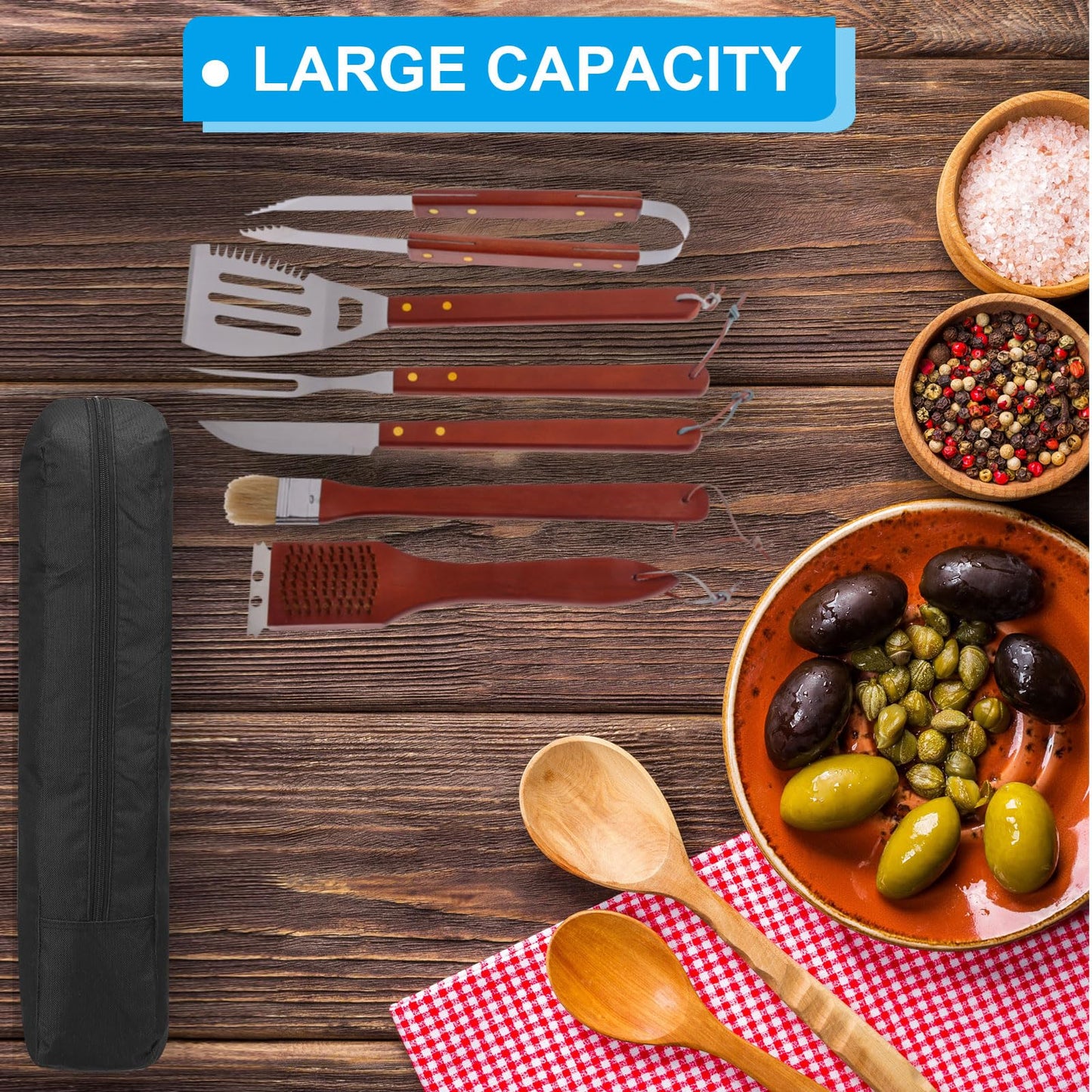 PATIKIL 19x4x4 Inch Grill Storage Tool Bag, 2 Pack Grilling Tools BBQ Bag for Grill Utensil Storage 600D Oxford Foldable Tripod Carry Bag with Adjustable Shoulder Strap for Outdoor Camping
