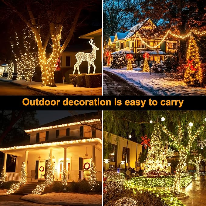 Christmas Light, 100 LED Battery Operated Christmas Lights with Timer for Indoor Outdoor Wreath Wedding Party Garden Home Decor, Waterproof, Warm White 39.5FT