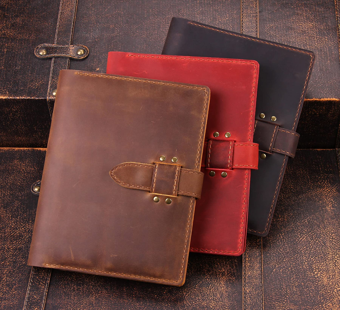 Robrasim Handmade Leather Sketchbook Cover, Leather Artist Sketch Pad Cover for 5.5" x 8.5" Sketchbook, Drawing Book and Pencil Case, Journal Notebook Portfolio, Artis Gifts-Coffee