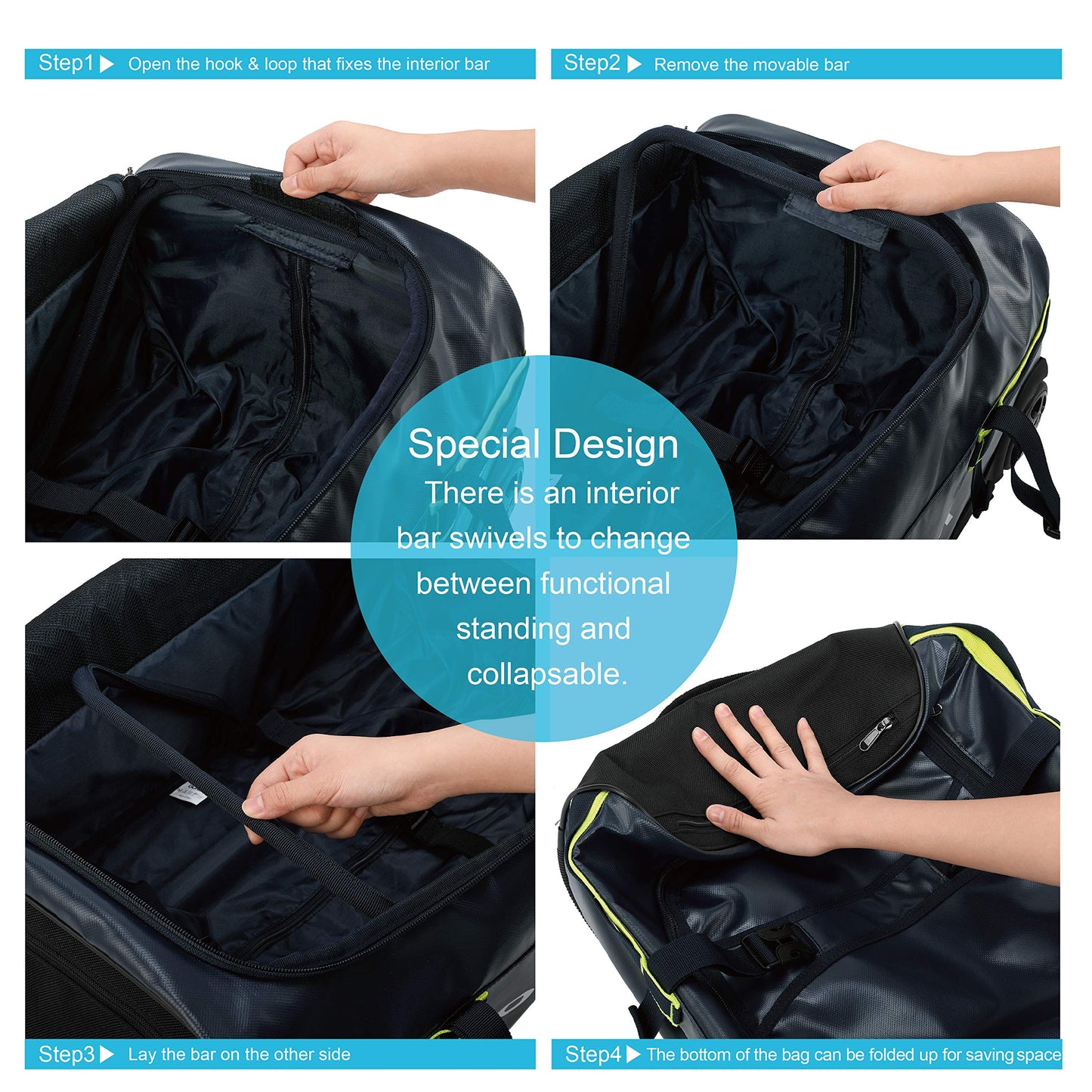 Gonex Rolling Duffle Bag with Wheels, 70L Water Repellent Wheeled Travel Duffel Luggage with Rollers 25 inch, Navy