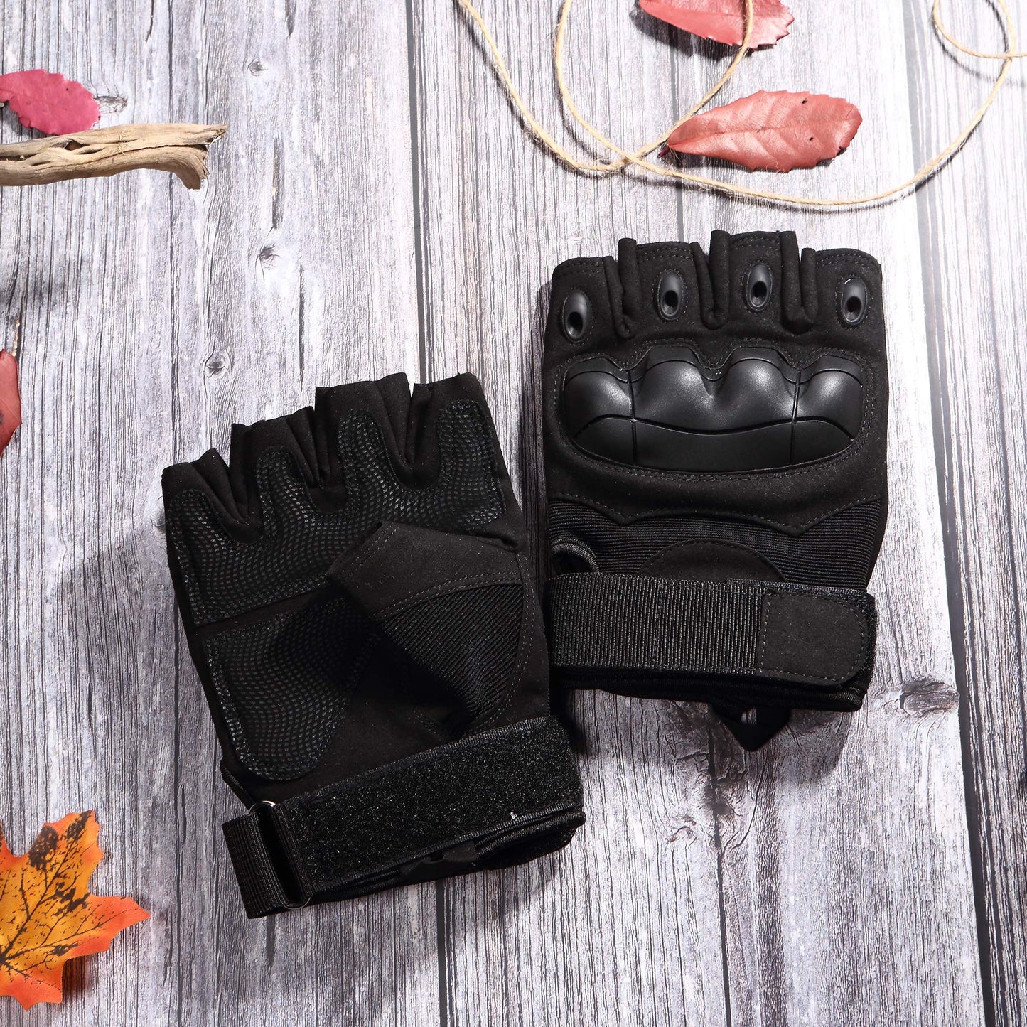 WTACTFUL Tactical Gloves Fingerless Half Finger Gloves for Driving Paintball Airsoft Riding Motorcycle Motorbike Hunting Cycling Work Men Women Size Large Black