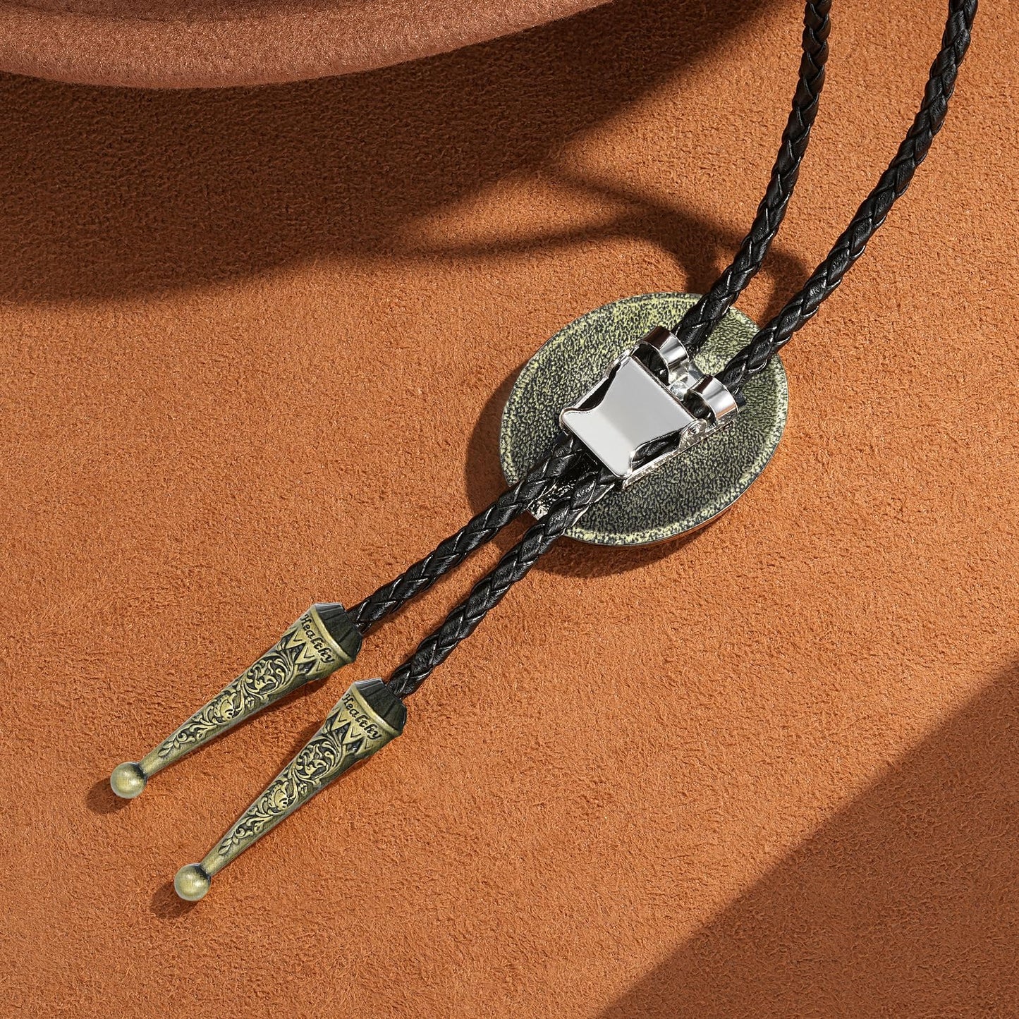 Sintcach Bolo Tie for Men Women, Western Cowboy Initial Letter Bolo Ties, Vintage Leather Necktie Western Accessories Cowboy Gifts, F