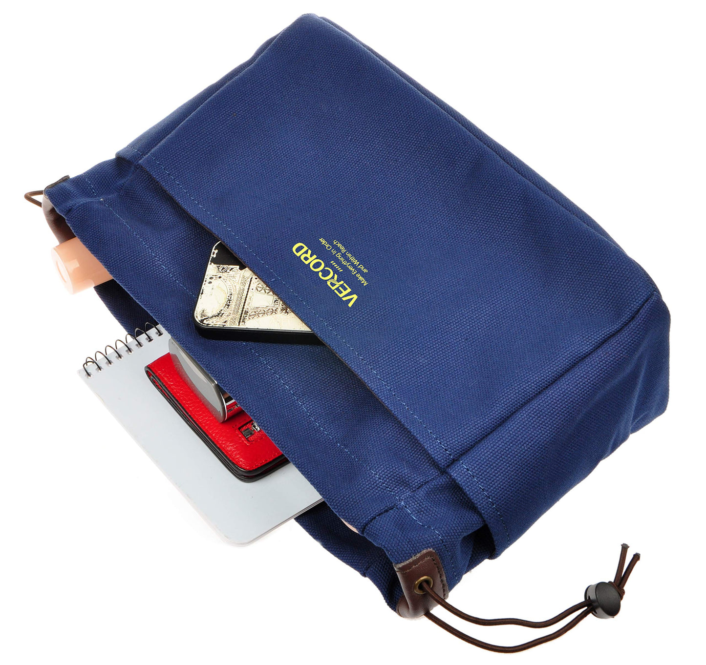 Vercord Canvas Handbag Organizers, Sturdy Purse Insert Organizer Bag in Bag, 10 Pockets Navy Blue Small