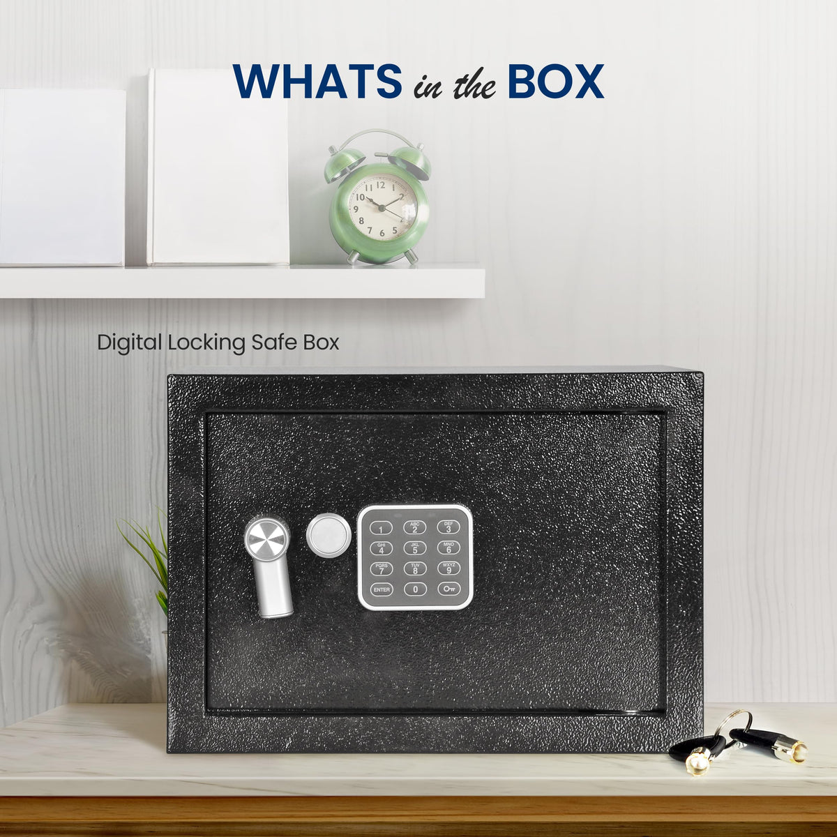 SereneLife Electronic Safe Box | Heavy Duty 12.2’’ x 7.8’’ Lockbox | Digital Keypad Code & 2 Key access | Small Money Safe for Home & Office | Secure Cash, Jewelry, Valuables | Wall & Floor Mountable