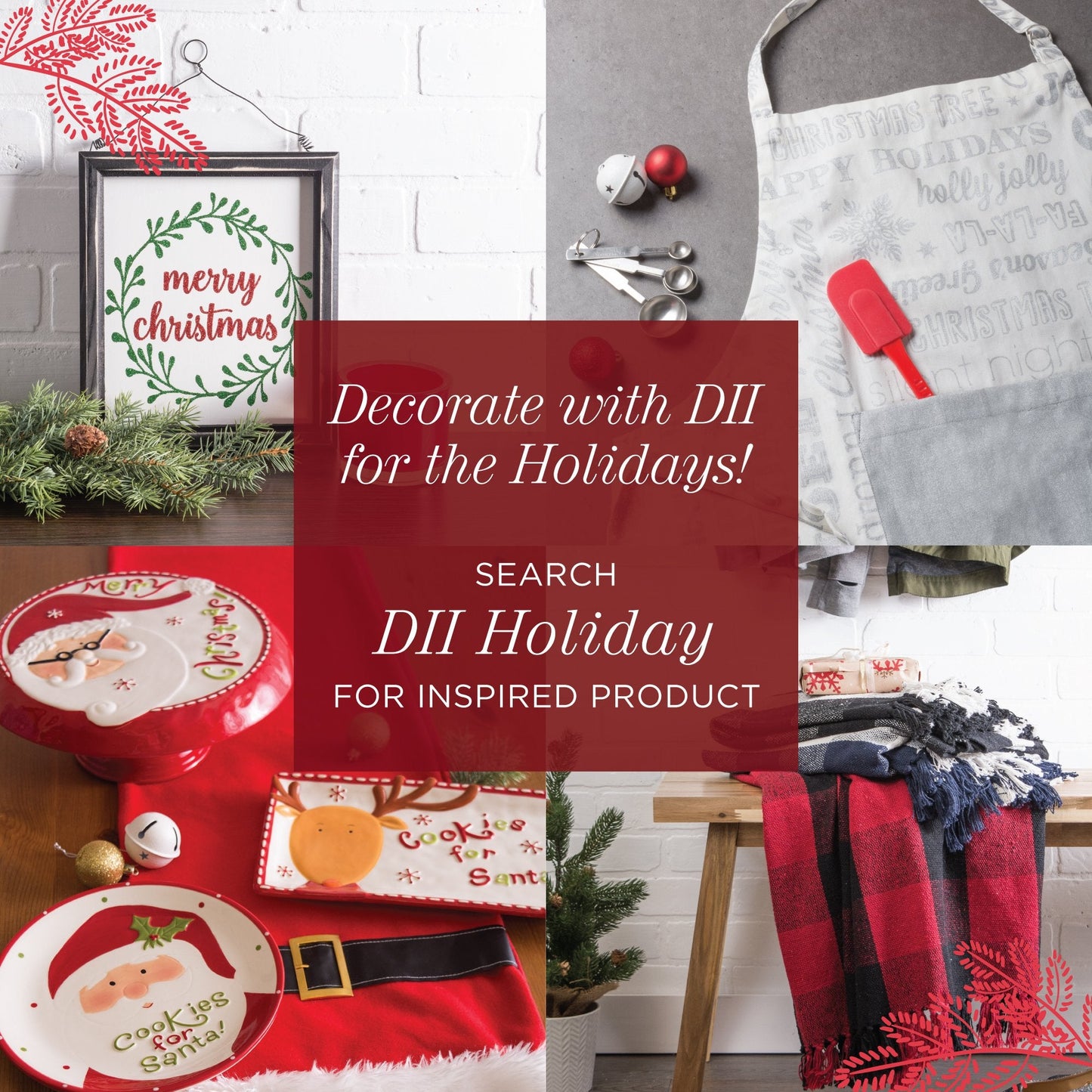 DII 100% Cotton, Machine Washable, Dinner, Summer & Picnic Tablecloth, 52 X 52, Red & Black Buffalo Check, Seats 4 People