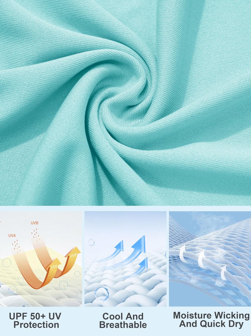 Sun Protection Shirts for Women Long Sleeve Shirts for Women Athletic Shirts Performance Shirts Fishing Shirts for Women Rashguard Tee Light Blue