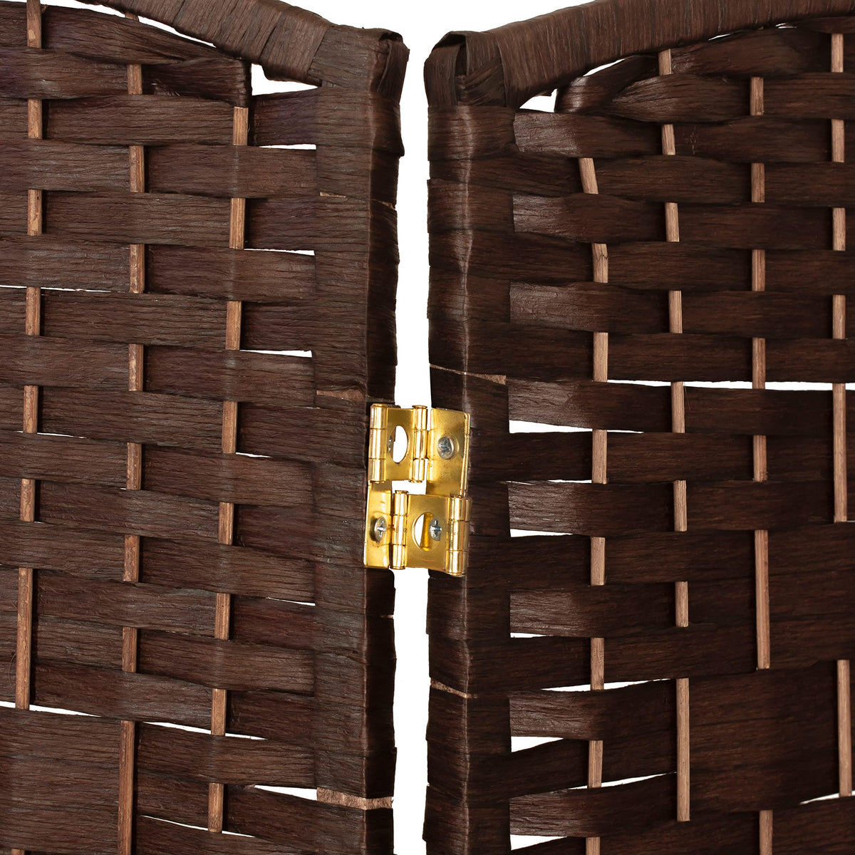 Red Lantern 4 ft. Short Diamond Weave Fiber Folding Screen - Dark Mocha - 4 Panel