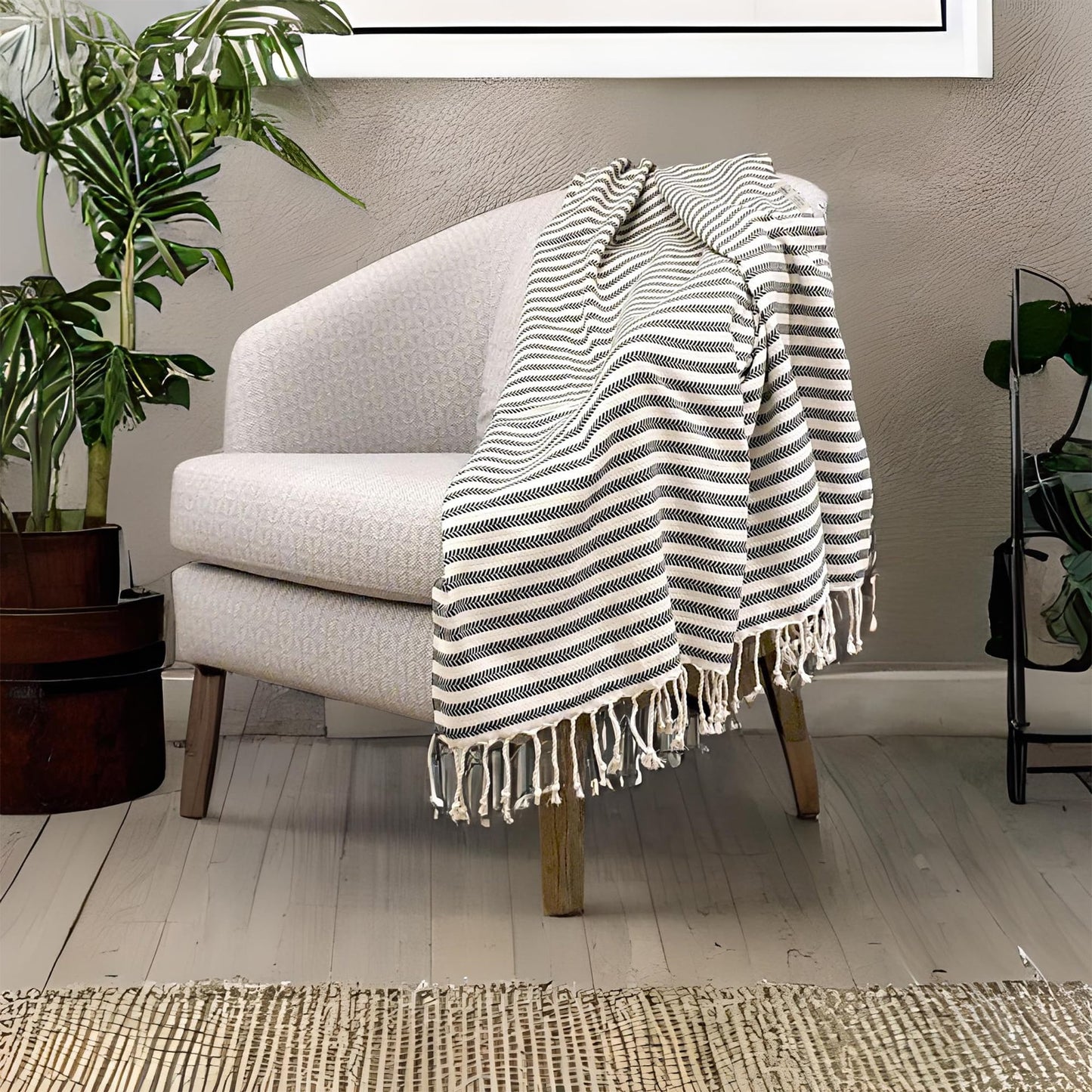 Bazaar Anatolia Turkish Beach Towel – 100% Cotton, Quick Dry, Sand Free Boho Farmhouse Style for Bathroom, Travel, Camping – Oversized 71x39 Inches – Arpa Black