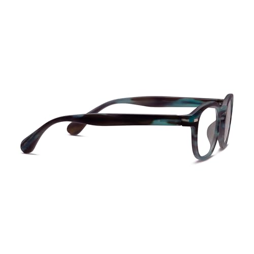 Peepers by PeeperSpecs Men's Headliner Round Reading Glasses, Teal Horn, 2.00 + 2