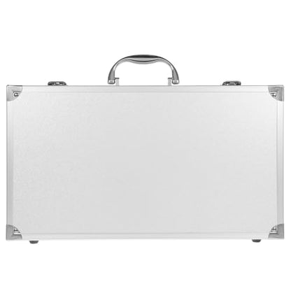 DOITOOL Metal Briefcase,Silver Aluminum Briefcase with Lock,Hard Case Locking Case,Portable Carrying Case,Metal with Ripple Foam,14.15x7.86x2.95 Inch