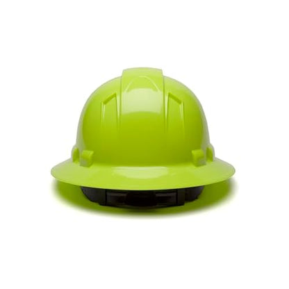 Pyramex Ridgeline Full Brim Hard Hat 4 Point Ratchet Hi Vis Lime