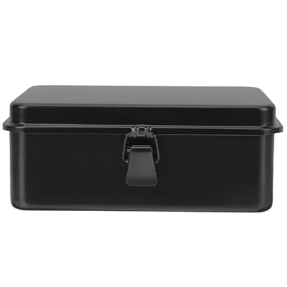Tofficu Small Metal Toolbox with Lock Portable Iron Tool Storage Organizer for Home Garage Workshop Rust-Resistant Durable Tool Box for Screwdrivers and Small Parts