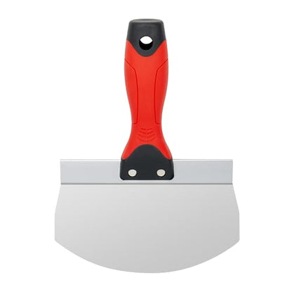 Fishark 6.5" Curved Bucket Scoop for Drywall & Plaster - Professional Rustproof Stainless Steel Scooping Tool with Contoured Blade & Soft-Grip Handle, Multipurpose Scraper for Paint, Mortar, Spackling