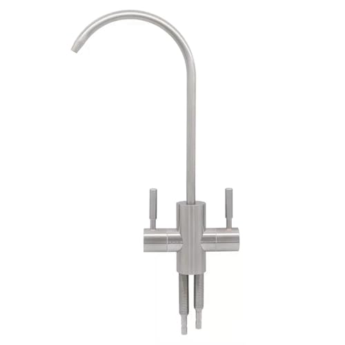 Two Way Drinking Faucet with Two Handles, Water Purifier RO Faucet, Stainless Steel Direct Drinking Kitchen tap for Filters, Sparkling, Cold Water