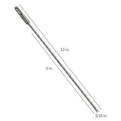 3/16 Inch x 12 Inch SDS Plus Rotary Hammer Drill Bit, Firecore Tungsten Carbide Long Drill Bits for Concrete Masonry Ceramic Tile Cement Walls Brick Rocks Stone, Brocas para Concreto