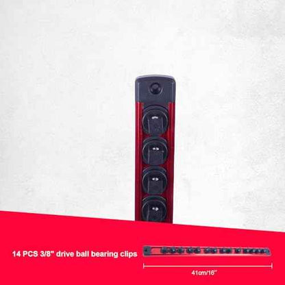 Magnetic Socket Holder Organizer Set: 6-Piece 1/4, 3/8, 1/2 Drive Socket Trays Socket, 360¡Æ Swivel Clips Socket Holder Kit, For Automotive Mechanic Garage (Black Red Green)
