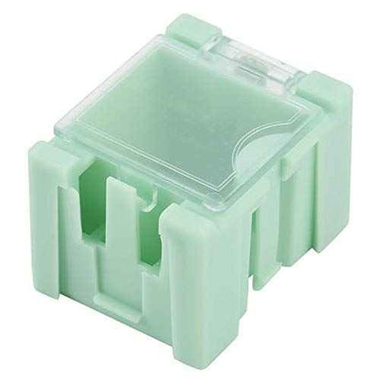 50pcs/Set Green SMT SMD Container Box, Electronic Components Parts Storage Case with Transparent Lid, Mini Component Assortment Storage Box, Tool Organizers