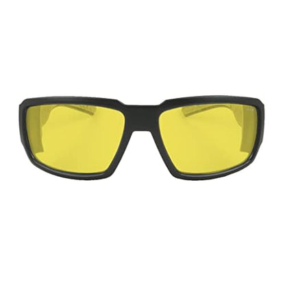 BOMBER Safety Glasses with Yellow Lens for Men Women, z87 Safety Compliant, Matte Black Frame with Non-Slip Gray Foam Lining, Safety Glasses for Outdoor,Shooting Glasses, Safety Glasses