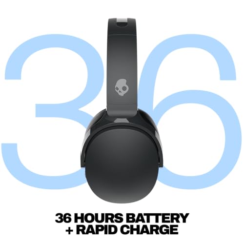 Skullcandy Hesh Evo Wireless Over-Ear Bluetooth Headphones with Extra USB-C Charging Cable, Noise Isolating, 36 Hours Battery, Foldable Lightweight Design, Microphone for iPhone Android - True Black