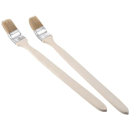 2Pcs Paint Brush Head Width 40mm/1.5 inch Long Wood Handle Metal Ferrule Bent Paint Brush Radiator Brush
